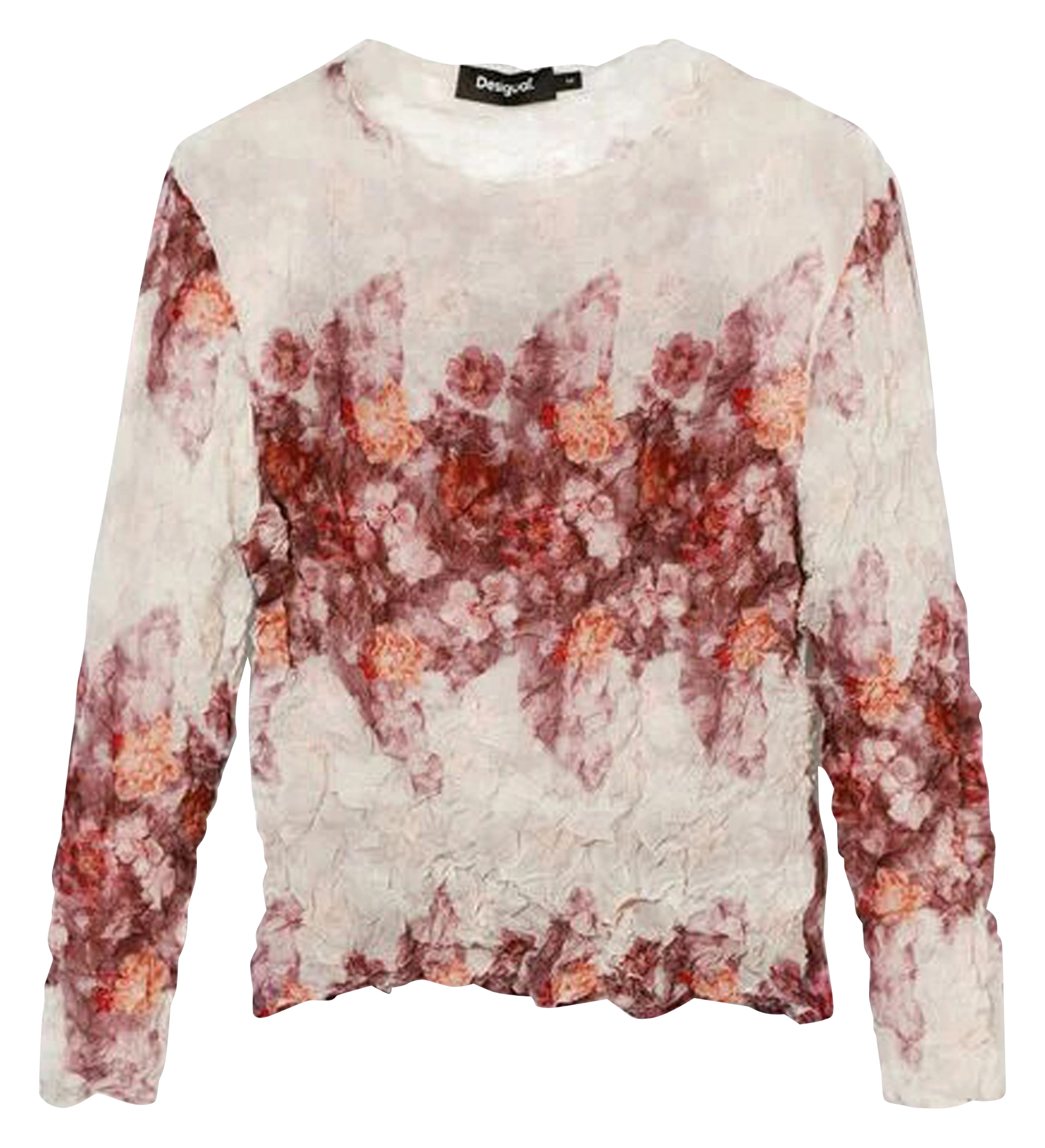Blouse droite à fleurs texturée| Bleu
