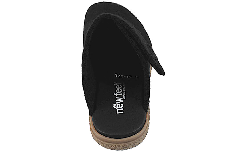 NEW FEET FODFORMET HJEMMESKO I SORT ULDFILT