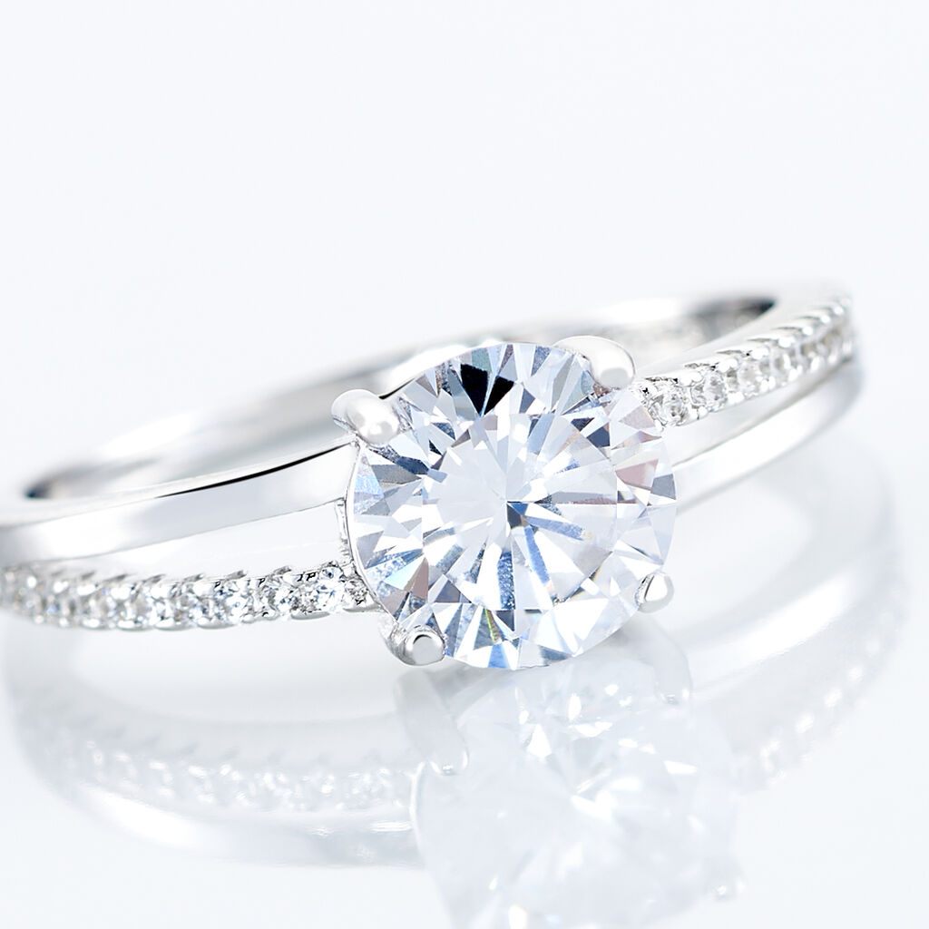 Bague Solitaire Poseidon Argent Blanc Oxyde De Zirconium