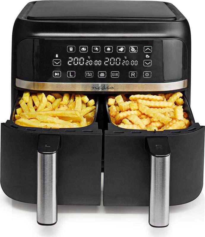 Nedis Heteluchtfriteuse | 2x3.8 l | Tijdschakelaar: 60 min | Digitaal | Zwart