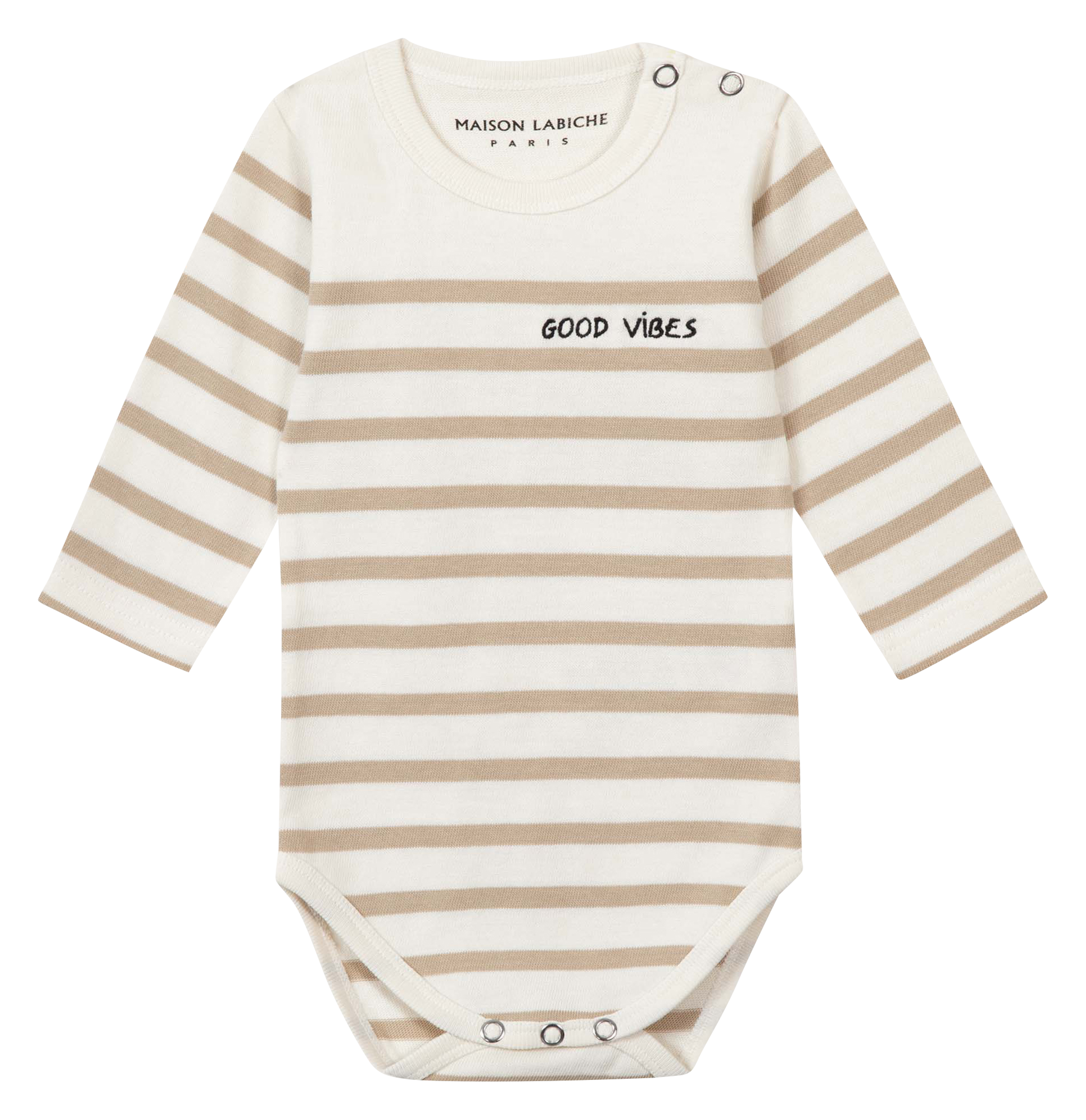 MALO GOOD VIBES - Body marinière good vibes en coton bio | Blanc