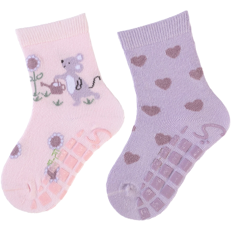 Sterntaler ABS-Söckchen Doppelpack MausHerzen rosa