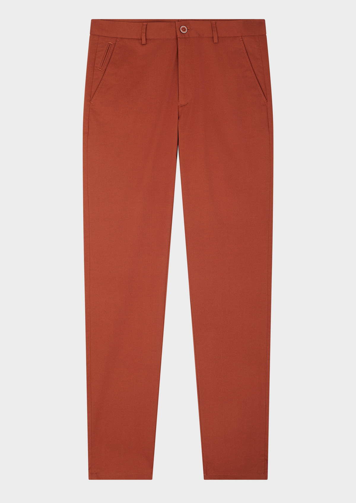Chino slack skinny en coton mélangé stretch uni terracotta