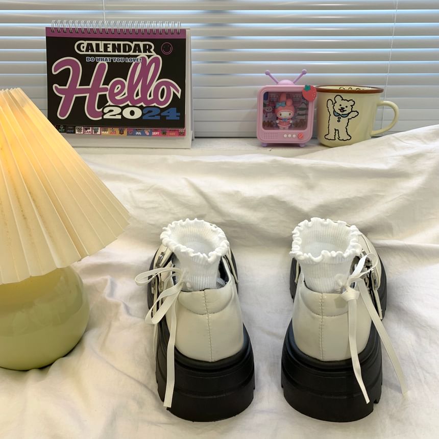 DURAC - Kunstleren Mary Jane Platform Schoenen met Vlindergesp