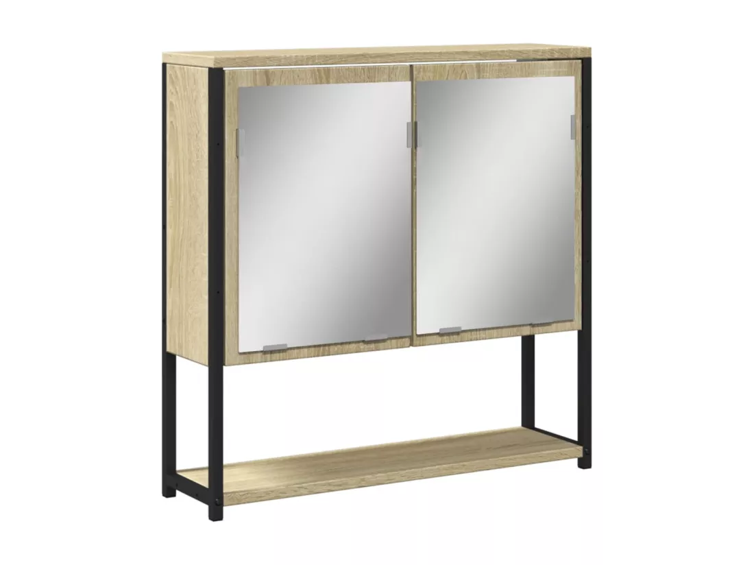 Prolenta Premium - Armoire de salle de bain à miroir chêne sonoma bois ingénierie