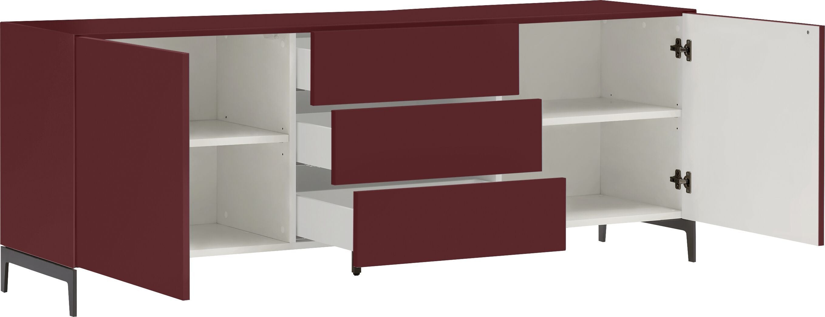 LUX Lowboard - Dunkelrot / B: 180.0 cm x T: 46.0 cm x H: 68.0 cm