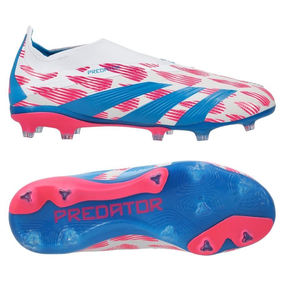 adidas Predator Elite Laceless FG Reemergence - Blanc/Bleu/Rose Enfant