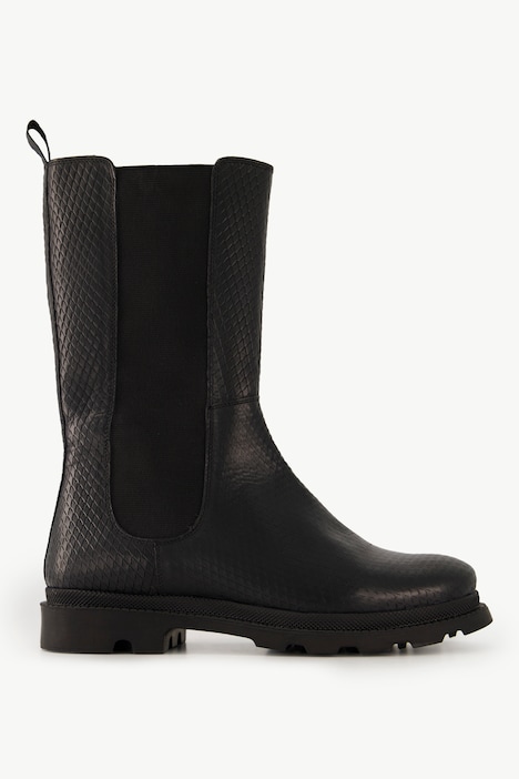 Leder-Stiefeletten, Schlangenprägung, Zipper, Weite H