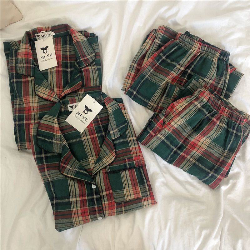 Gecko - Bijpassende pyjamaset voor koppels: geruite top + broek