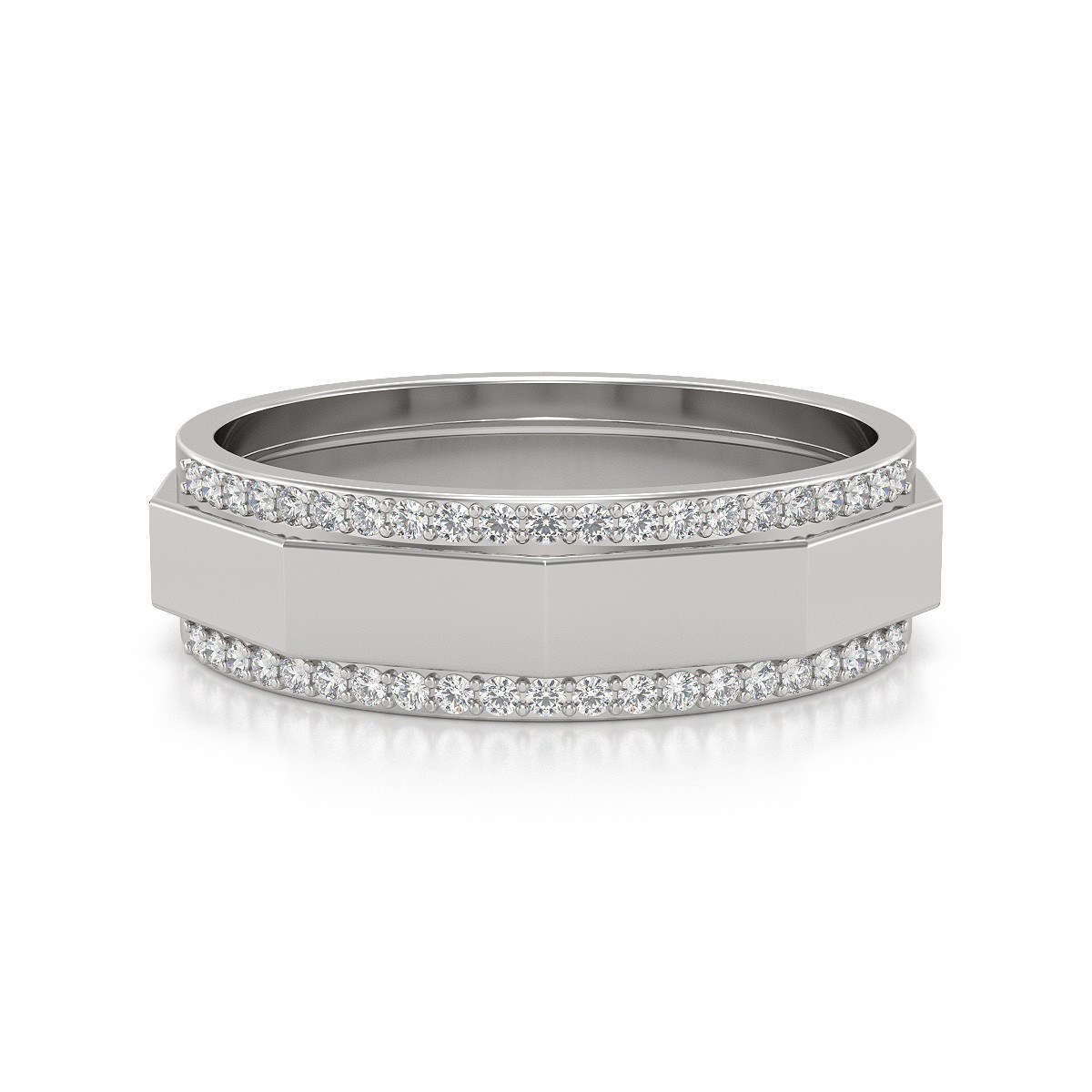 Alliance ADEN Homme Or 585 Blanc Diamants 5.2grs