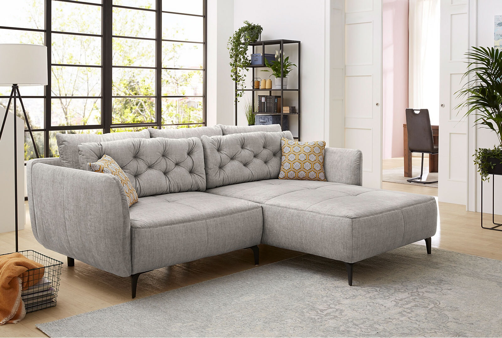 Ecksofa Salo Stoffbezug Hellgrau 251x92x186 cm