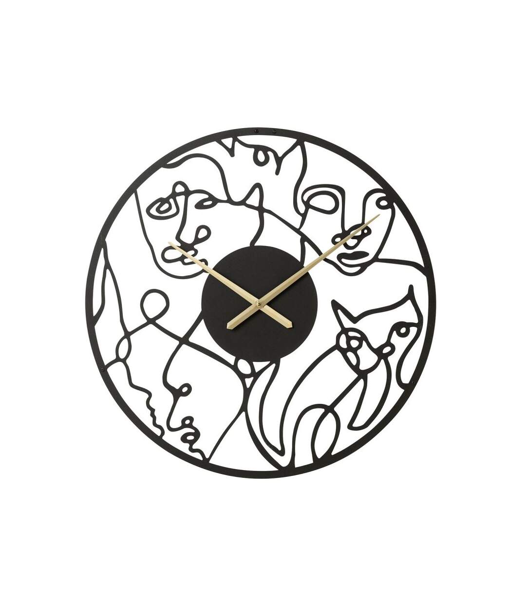 Paris Prix - Horloge Murale En Métal visages 69cm Noir