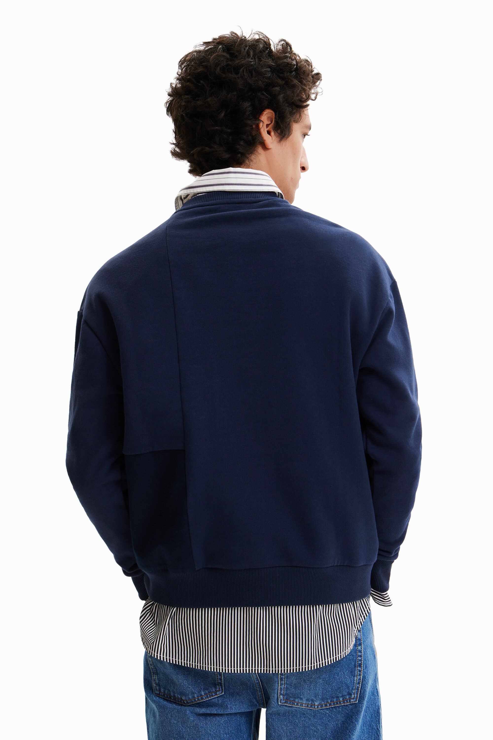 Sweat-shirt patchwork denim