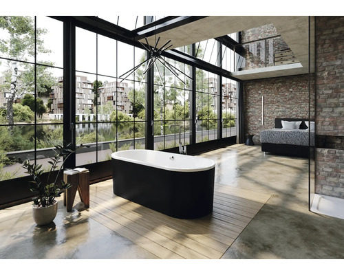 Kaldewei Classic Duo Oval Vrijstaand Bad 111-7 80 x 180 cm Zwart Alpenwit Glanzend 291249130001