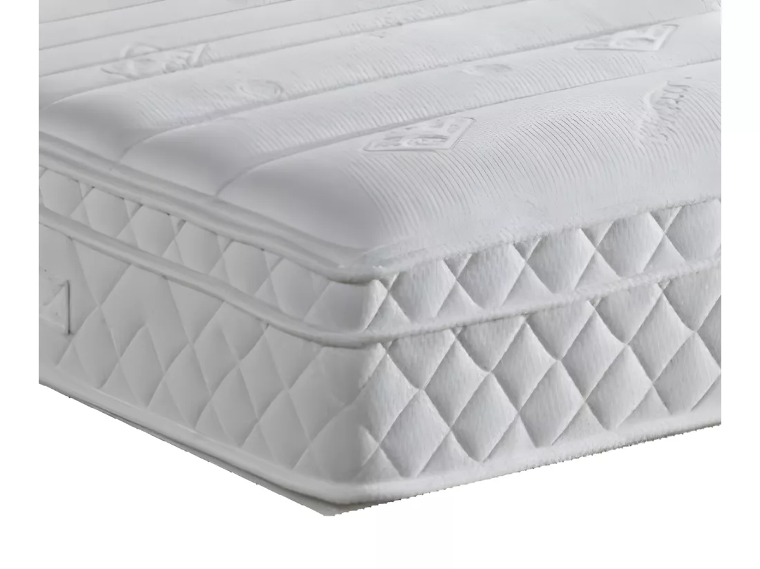 Matelas mémoire plus ressorts ensachés 4 cm mémoire de forme 140x200 hauteur 23 cm 7 zones confort
