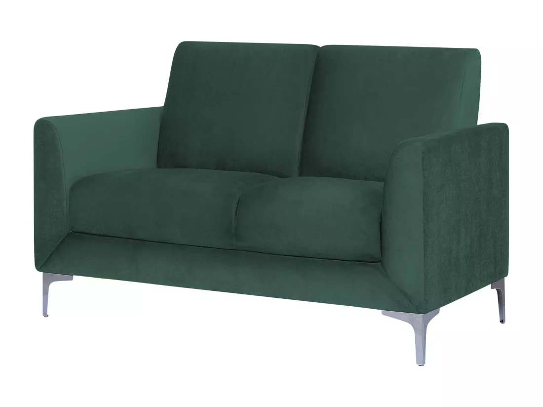 Ensemble canapés et fauteuil en velours vert 6 places FENES