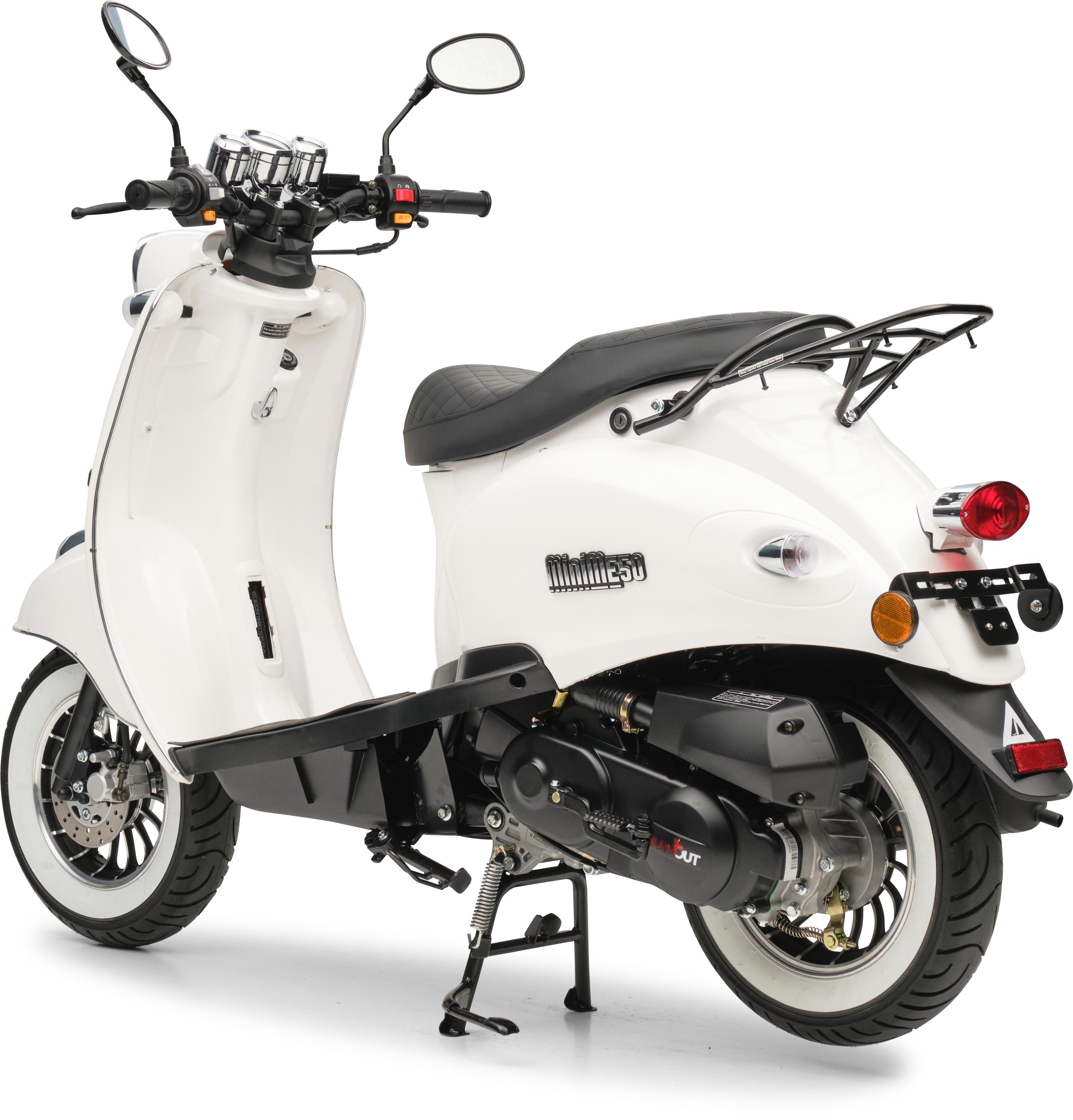 Motorroller Retro MiniMe 2.0 Weiß 50ccm 25 kmh Mofa Scooter