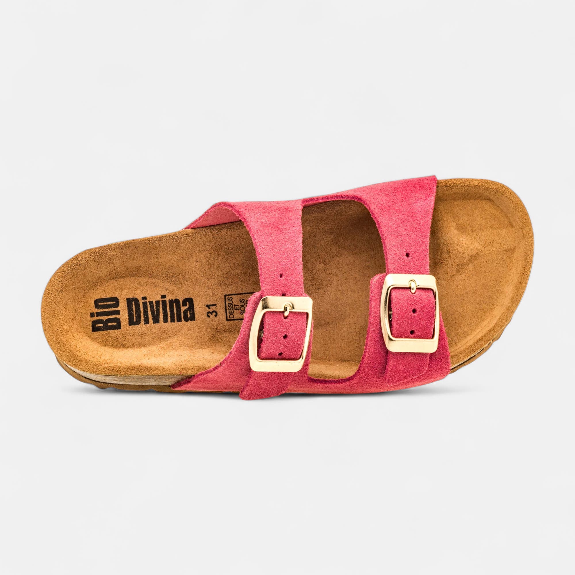 Mules semelle liège Fille en cuir rose