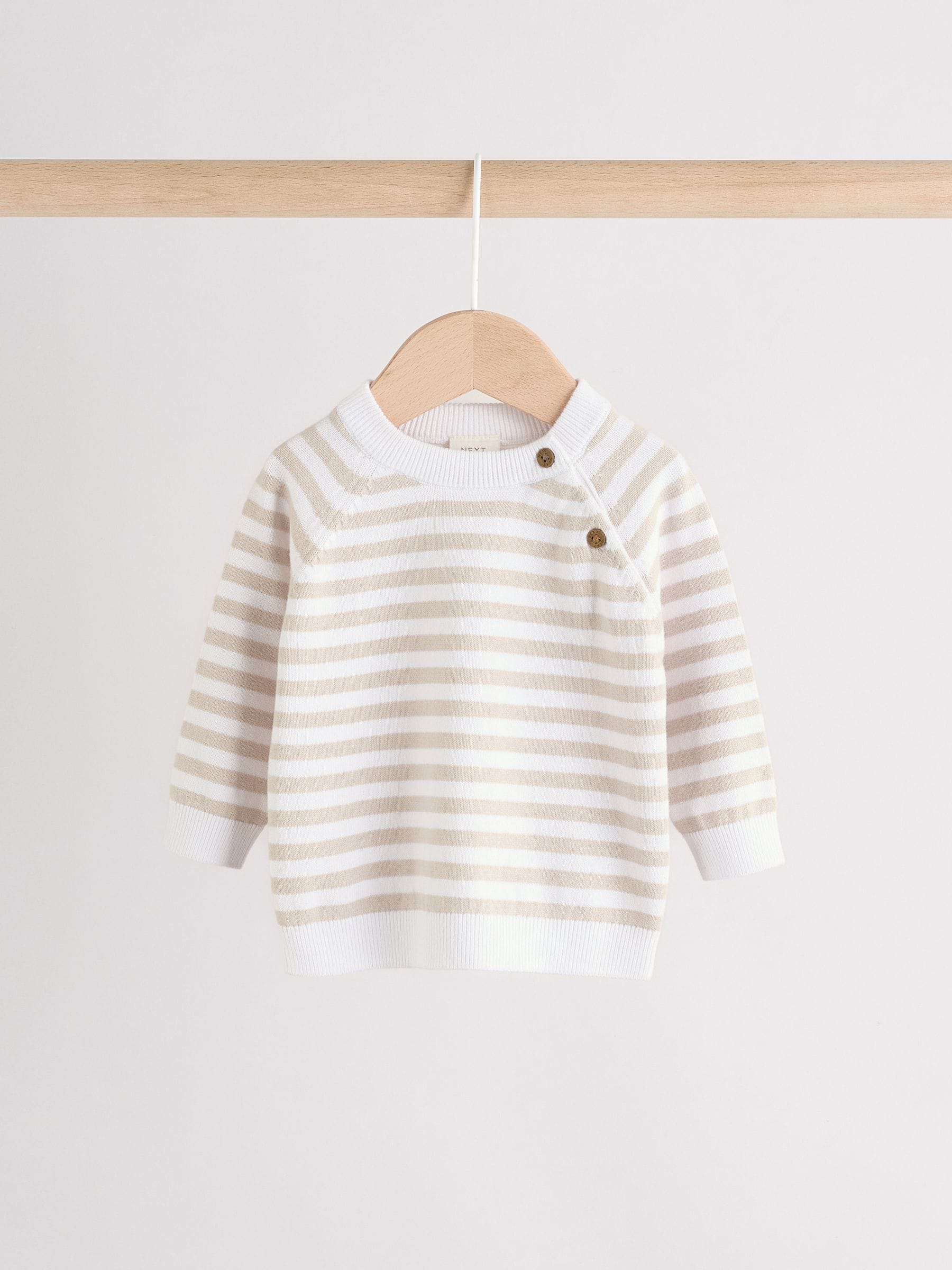 Naturel met strepen - Gebreide top- en leggingset (0 mnd - 2 jr)