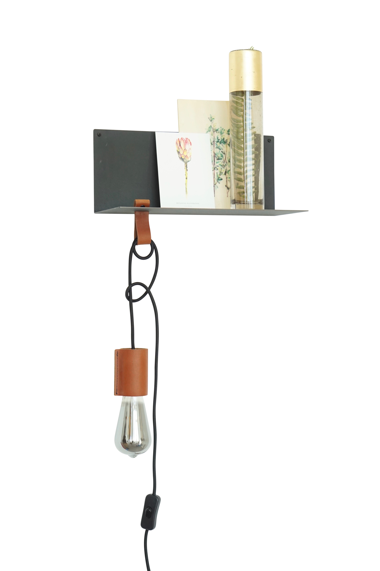 Stalen wandlamp-plankje - Suede Grey
