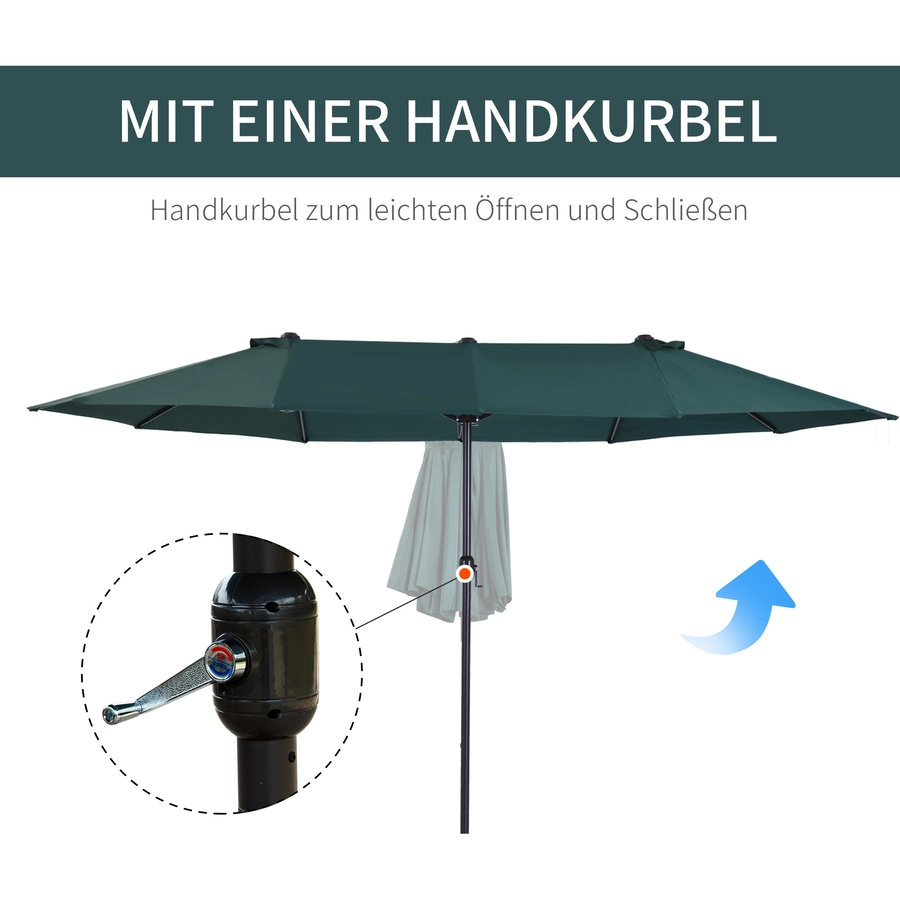 Outsunny Sonnenschirm mit Handkurbel dunkelgrün