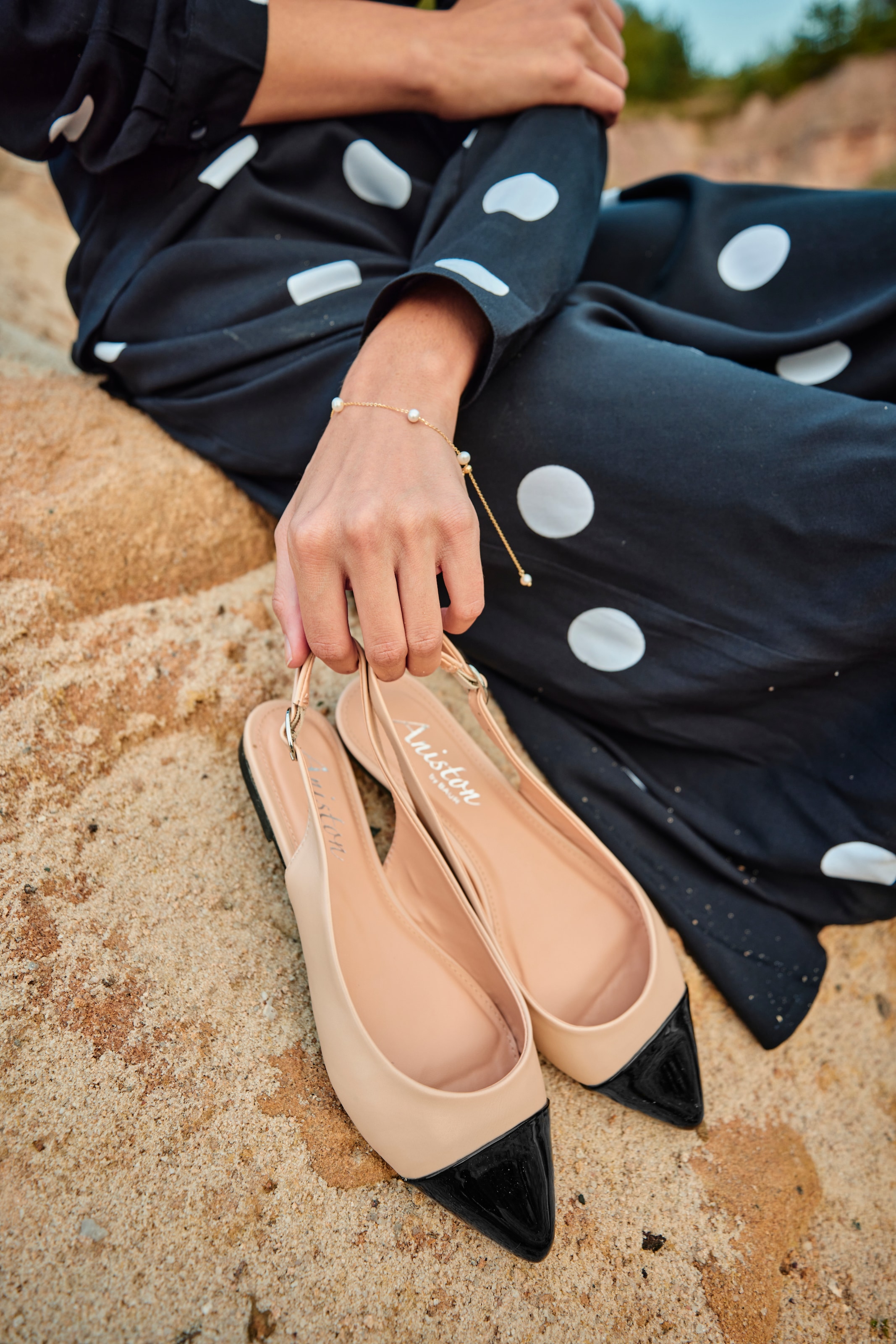 Aniston SHOES Slingpumps  , Flat, Sommerschuh, Lackspitze - in schmaler Form