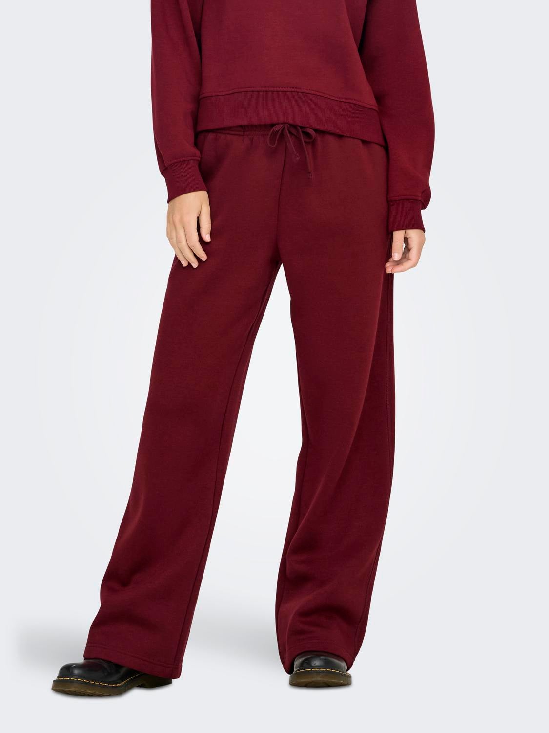 ONLBEST Mittlere Taille Weiter Beinschnitt Hose Cabernet