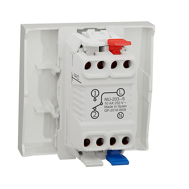 Mécanisme interrupteur va-et-vient à témoin 2 modules Unica Pro blanc