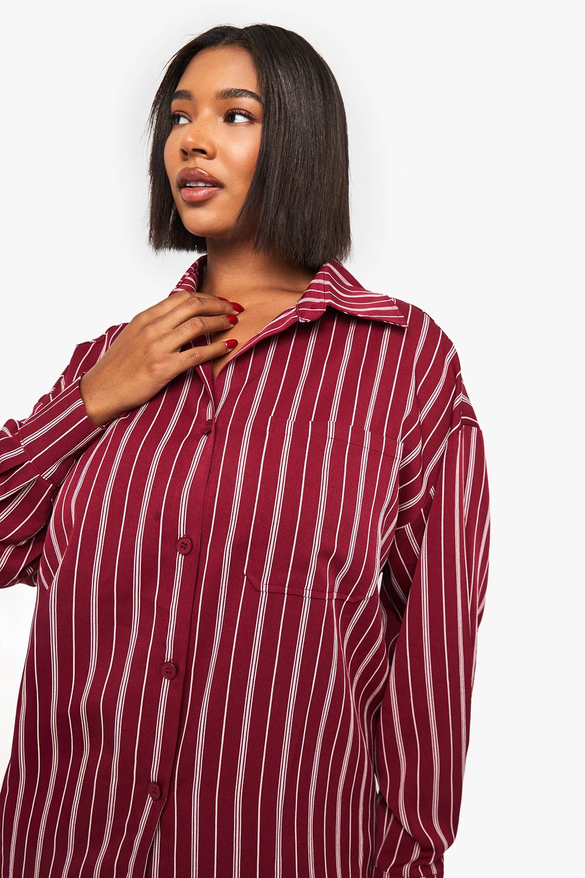 boohoo Chemise à rayures oversize Plus
