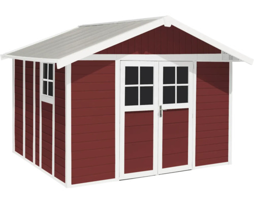 Grosfillex Deco tuinhuis H 11 x L 370 x 407 cm rood-wit