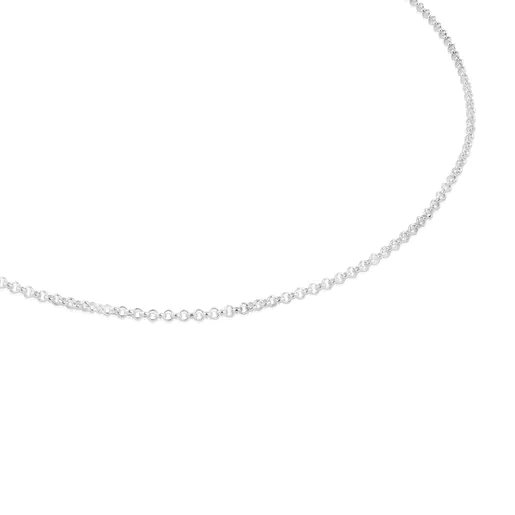 Gargantilha prateada com contas, corrente TOUS de 45 cm.