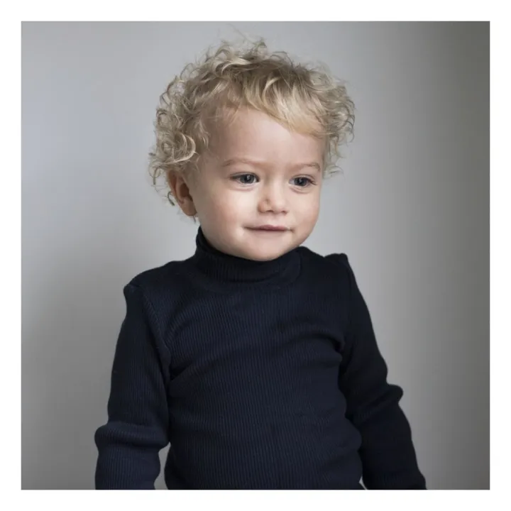 Minimalisma Pull Col Roulé Bui Soie et Coton | Bleu marine