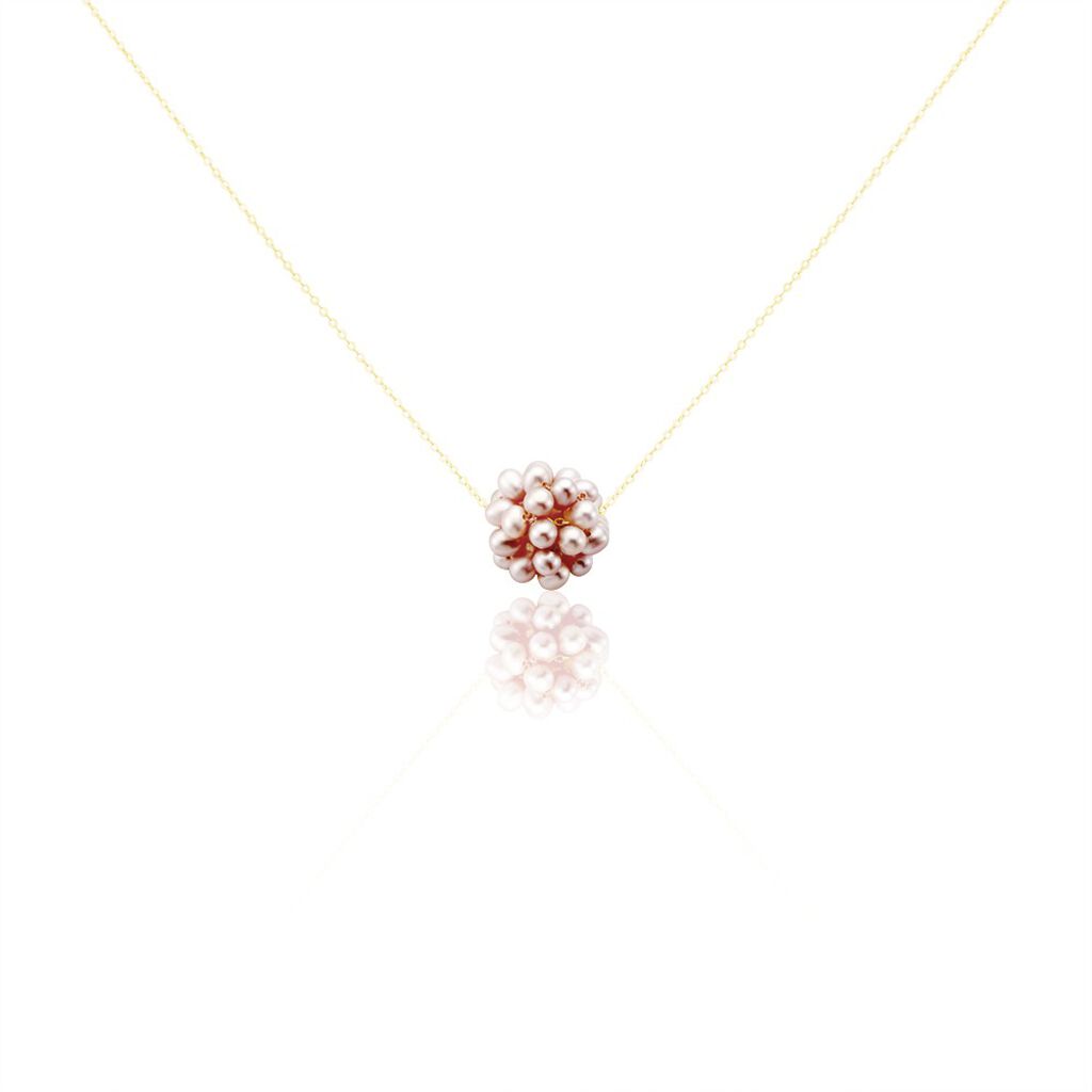 Collier Flocon Or Jaune Perles De Culture