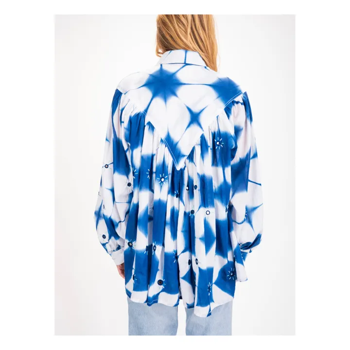 Virginie de Vinster Blouse Cramp Dye Voile de Coton | Bleu indigo
