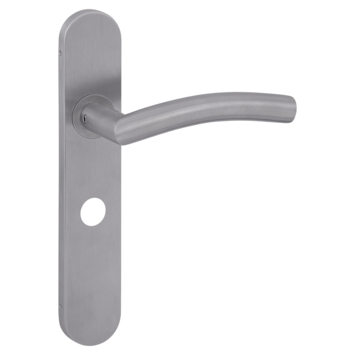 Novidade deurkrukset Hera ovaal schild met vrij-bezet sluiting 63/8 mm RVS