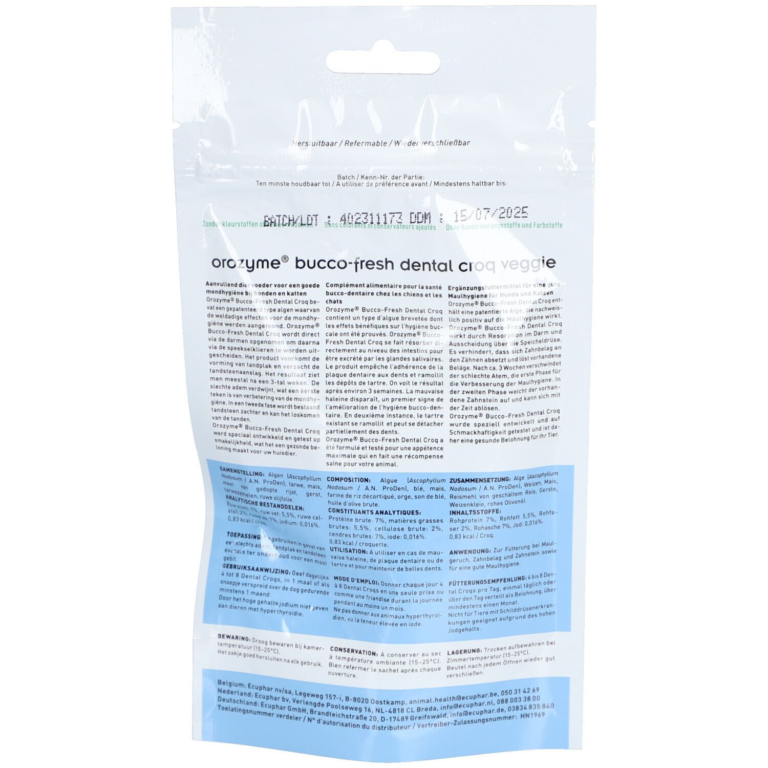 ECUPHAR Orozyme Bucco-Fresh Dental Croq f. Hund/Katze < 10 kg
