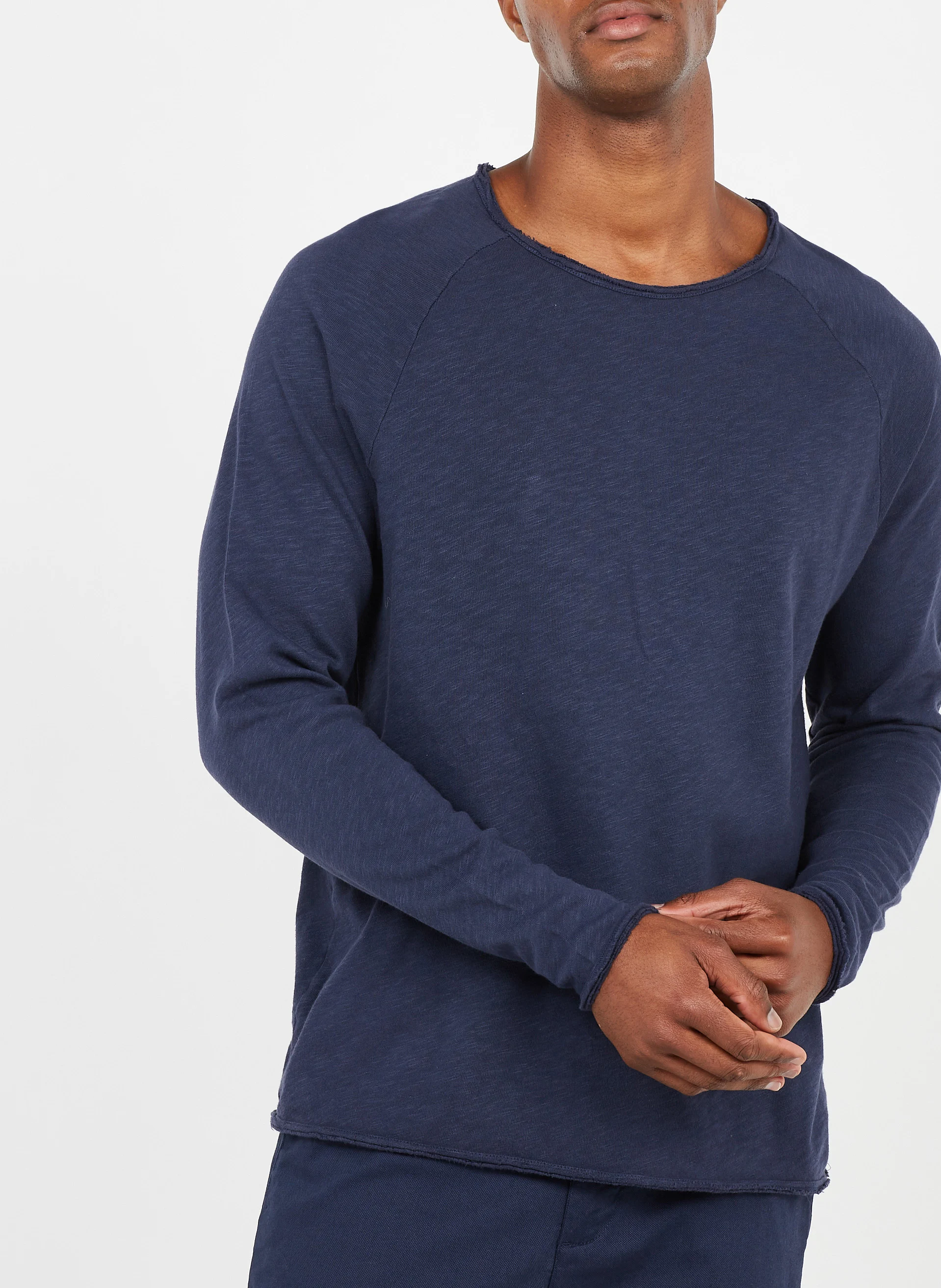 SONOMA - Tee-shirt col rond en coton flammé | Bleu