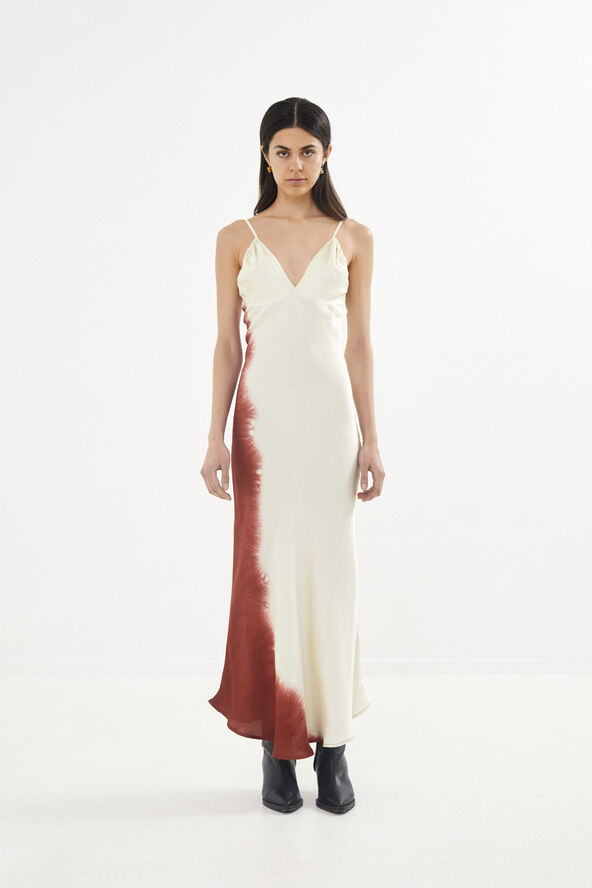 Rabens Saloner Coastal ruched bust bias dress - Gy Burgundy chalk c