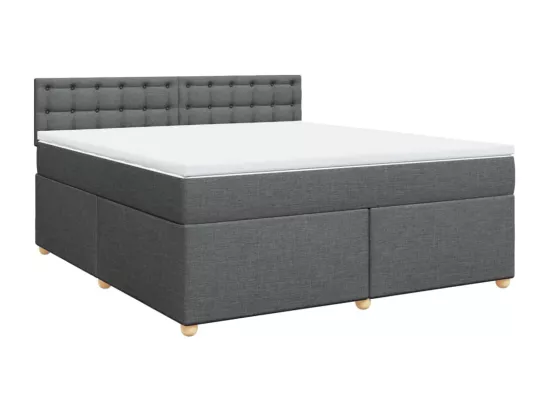 Sommier à lattes de lit avec matelas Gris foncé 180x200cm Tissu