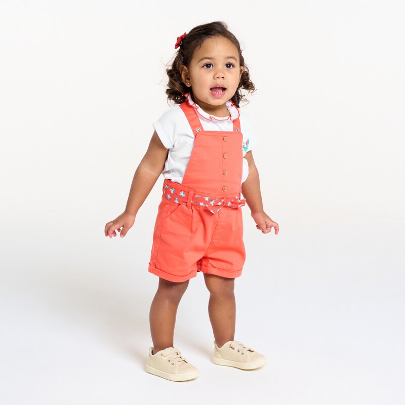 T-shirt col volanté patch toucan blanc bébé fille Blanc