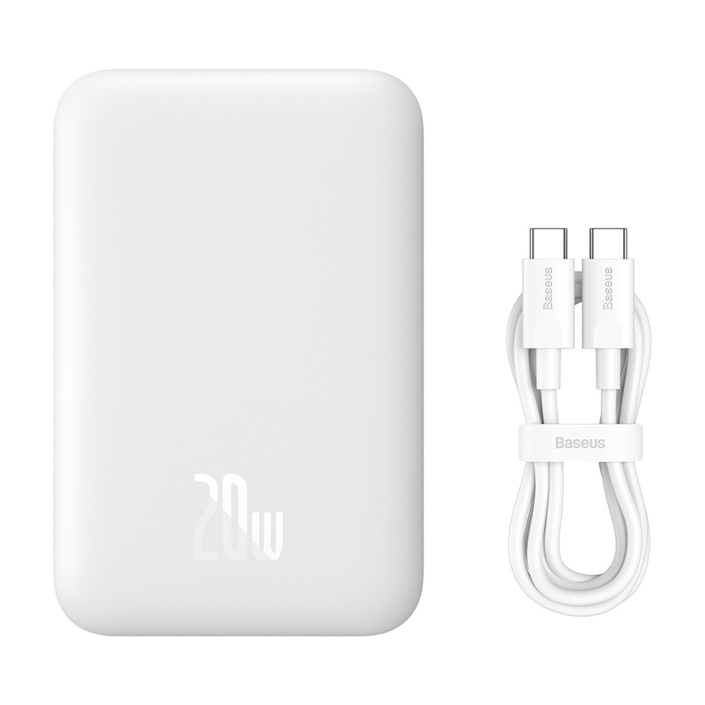 (20W) Mini 6000mAh Magnetische MagSafe USB C Powerbank Power Delivery Ladegerät inkl. USB C Ladekabel mit LED Anzeige - Weiss