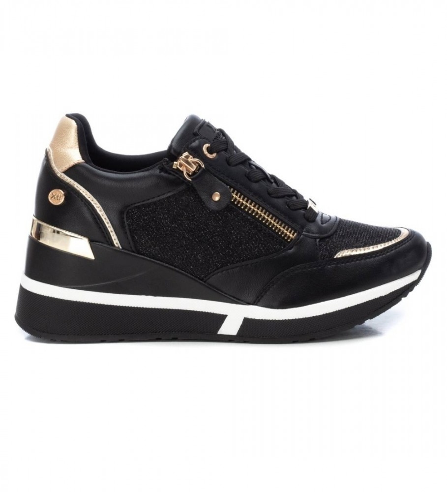 Tênis Xti 141710 Preto - Salto Anabela de 6cm -