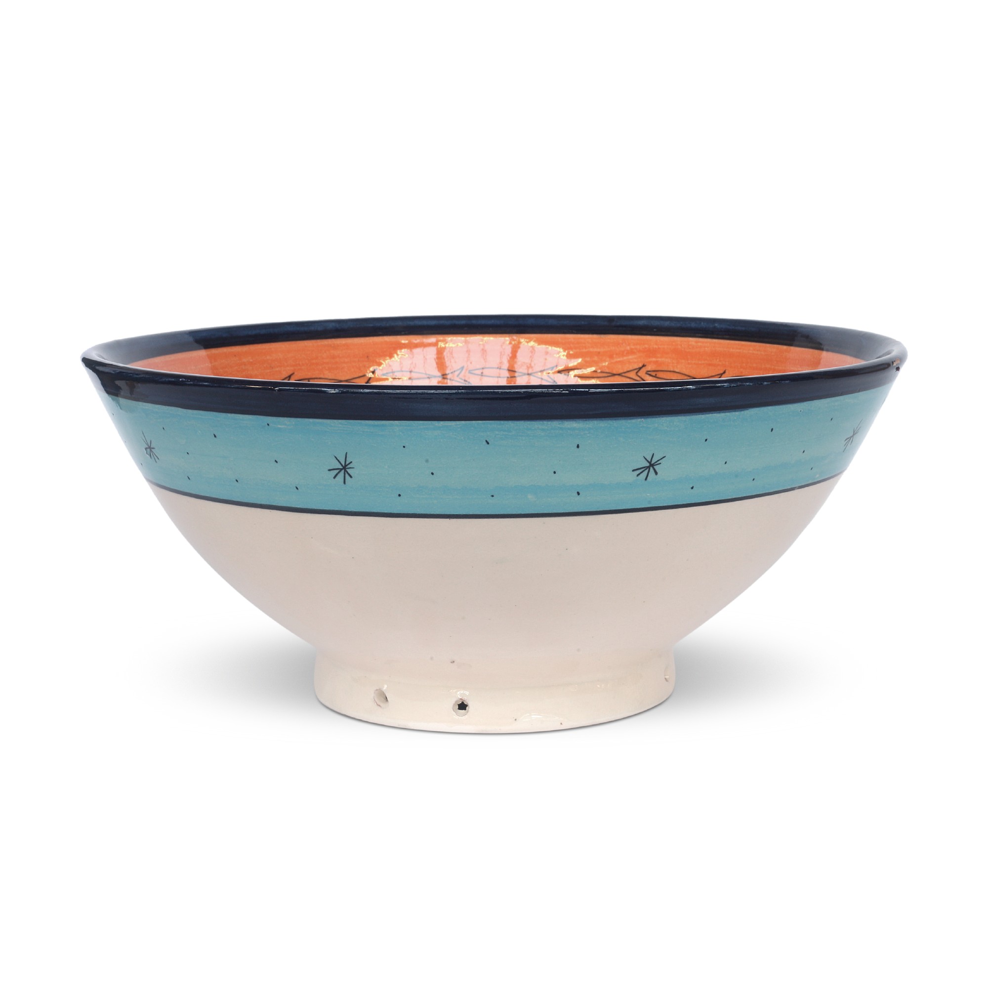 Zierschale 'Fisch', blau, orange, Ø 30 cm, H 12 cm von fischer's lagerhaus