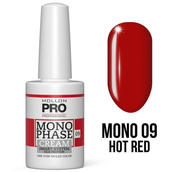 Vernis Monophase n°9 Hot Red 5-en-1 n°09 uv/led Mollon Pro 10ML