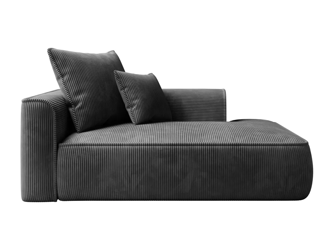 Méridienne droite en velours côtelé gris anthracite PINETA
