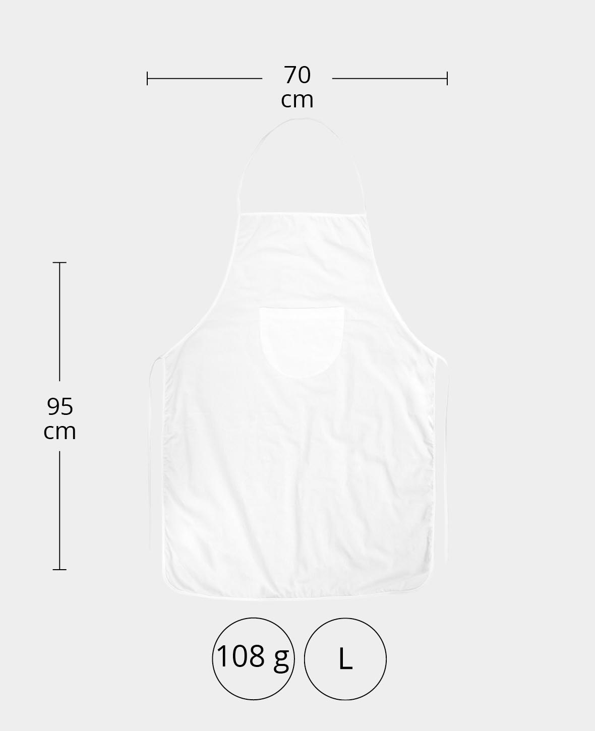 (70x95cm) Schürze aus Baumwolle DIY Küchenschürze - Weiss