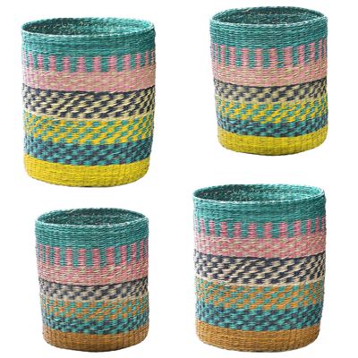Set de 2 paniers rayés multicolores