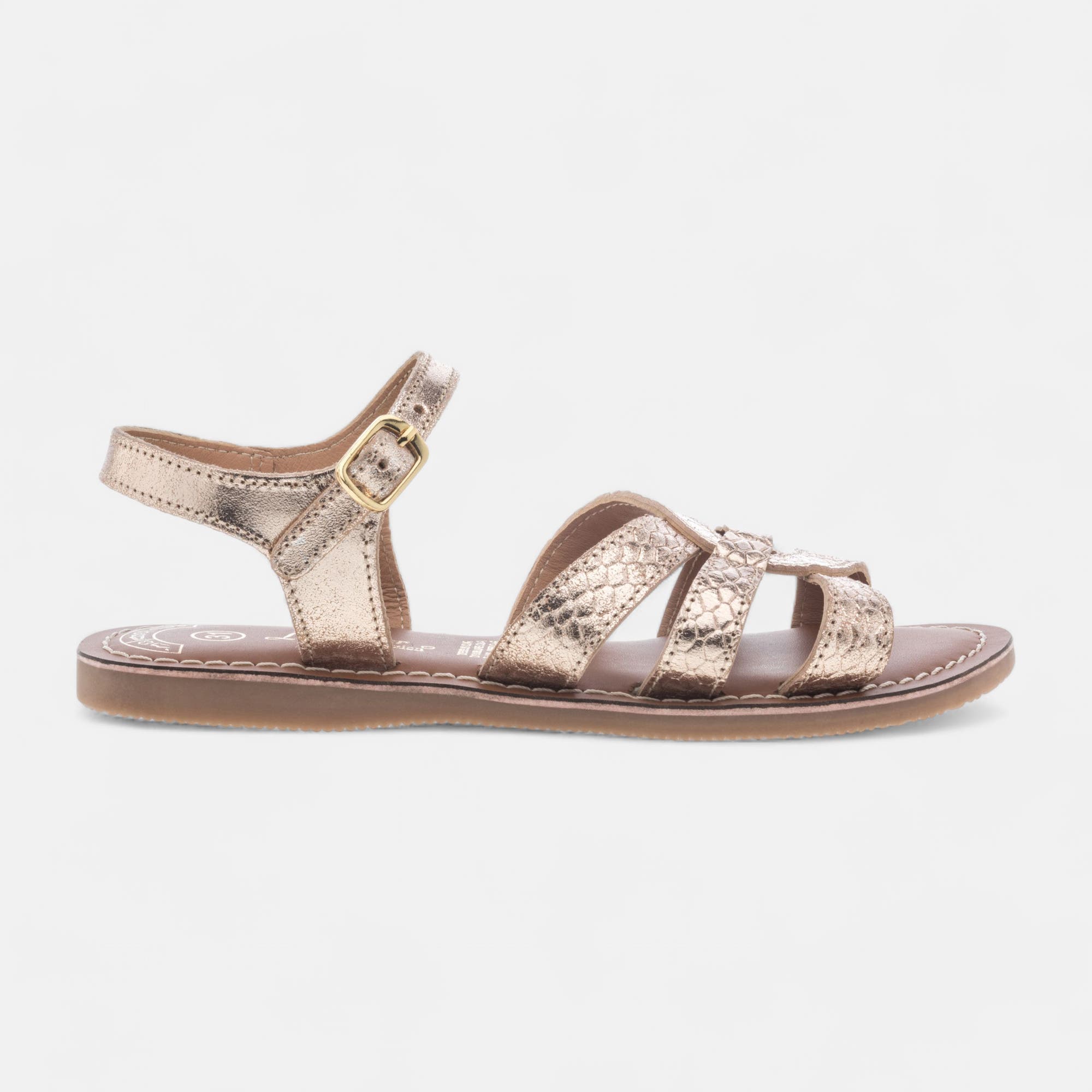 Nu-pieds Fille en cuir or