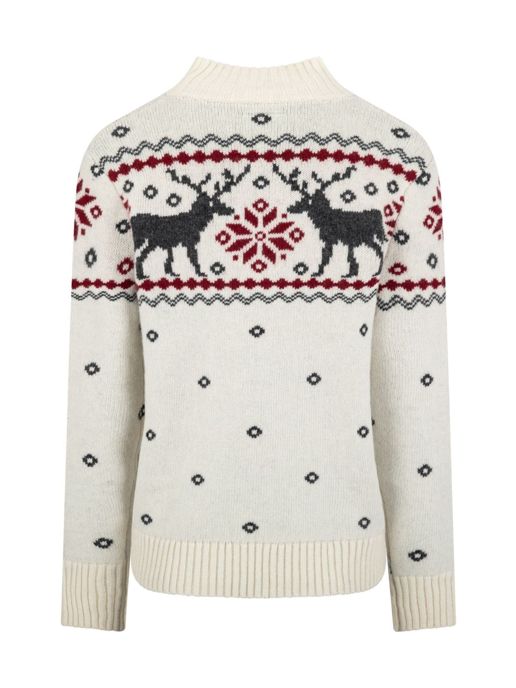 The Little Tailor Cream Wool Blend Festive Fairisle Funnel Neck Christmas Jumper
