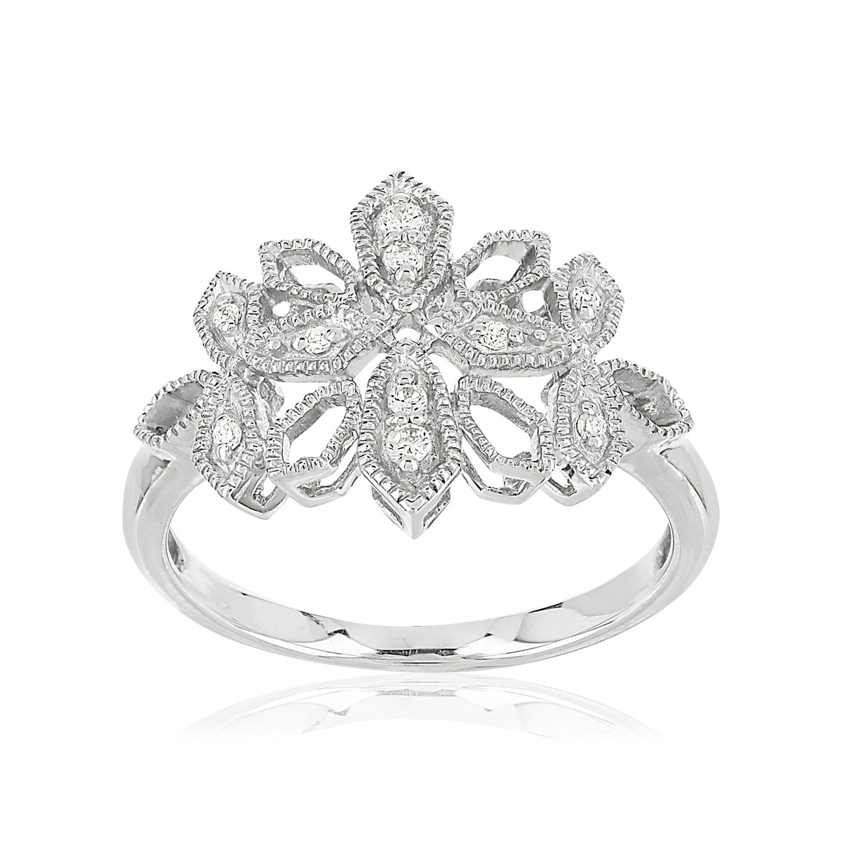 Bague or blanc 375 zirconias